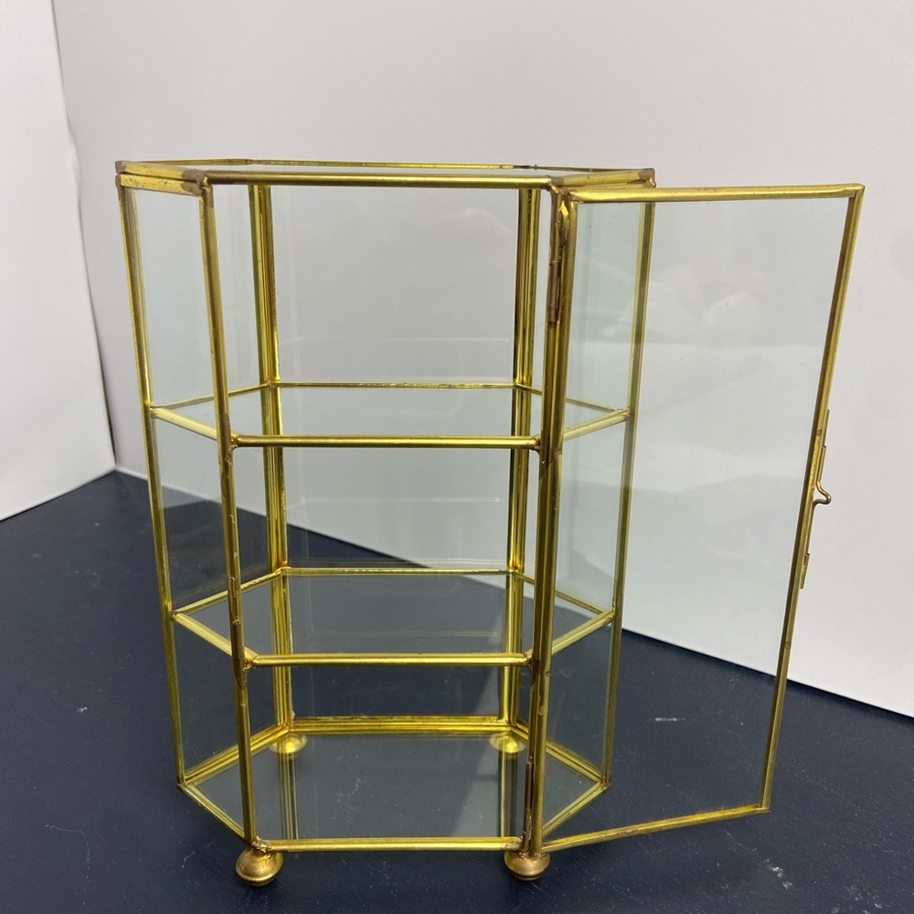 Vintage Brass and Glass Miniature Curio